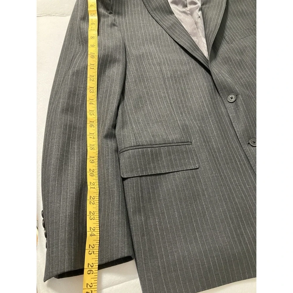 B by Brooks Brothers Mens Blazer 46R Grey Stripe Sport Coat Stretch Wool Classic